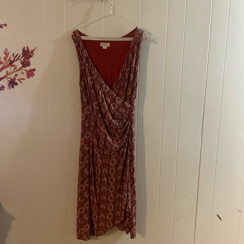 Maeve by Anthropology sleeveless floral ruched dress with built in slip